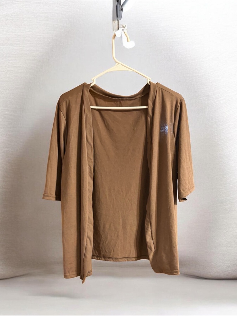Brown Open-Front Short Sleeve Cardigan Camisole